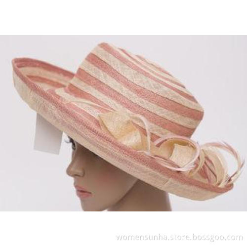 Two Color Light Pink Ladies Sinamay Hats / Ladies Dress Hat